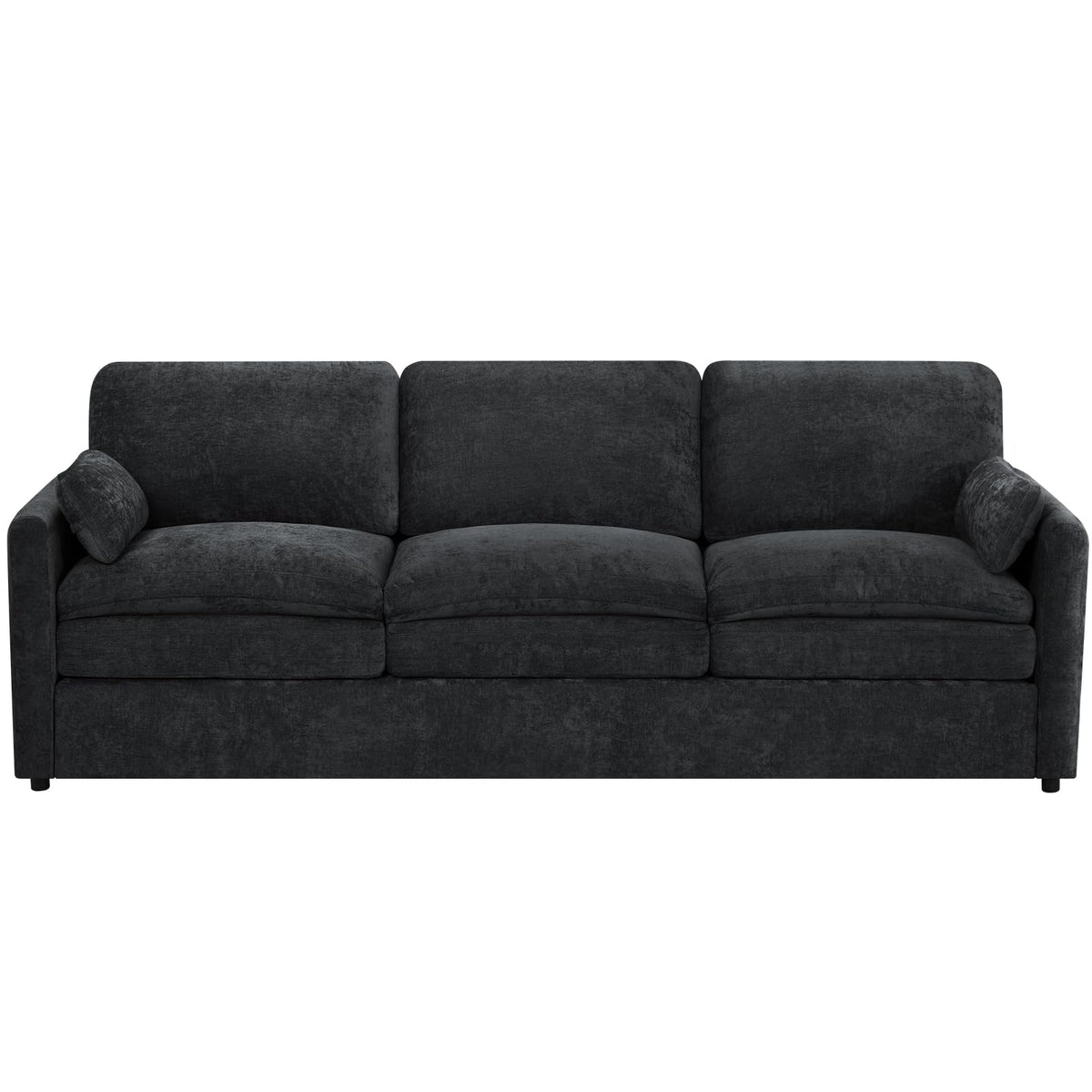 Lesofair 89" Chenille Soft Sofa w/Well-Filled Backrests, Black