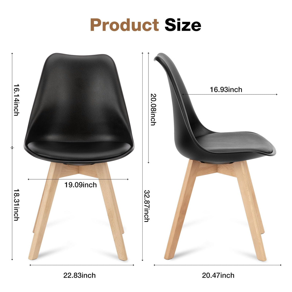 OLIXIS Dining Chairs Set of 8, Kitchen Chairs Wood Legs and PU Leather
