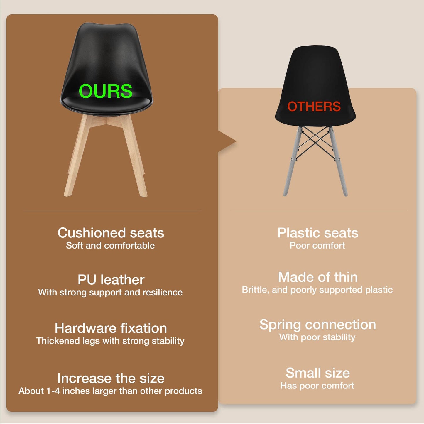 OLIXIS Dining Chairs Set of 8, Kitchen Chairs Wood Legs and PU Leather