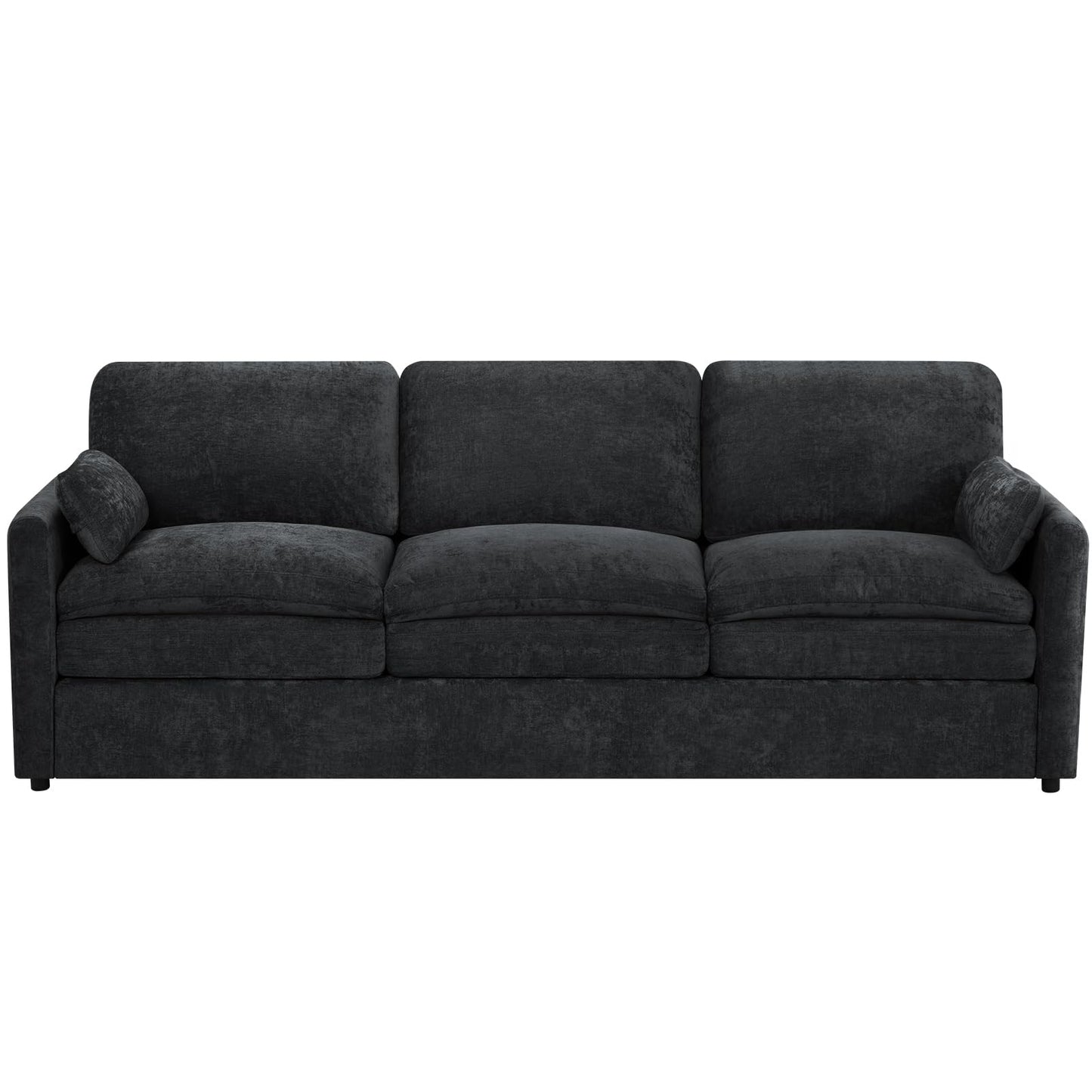 Lesofair 89" Chenille Soft Sofa w/Well-Filled Backrests, Black