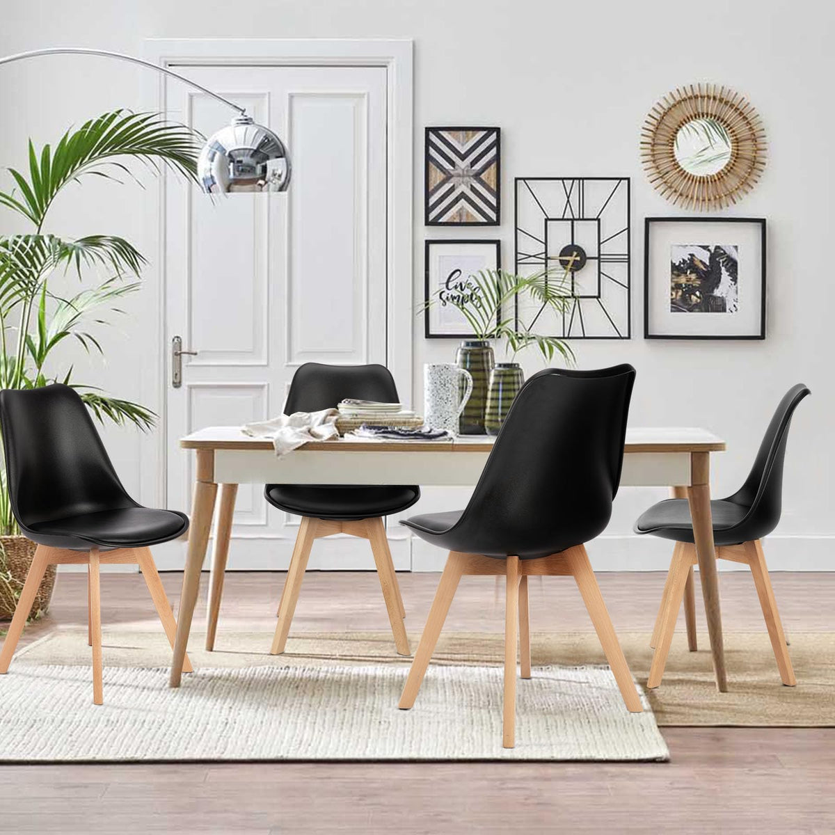 OLIXIS Dining Chairs Set of 8, Kitchen Chairs Wood Legs and PU Leather