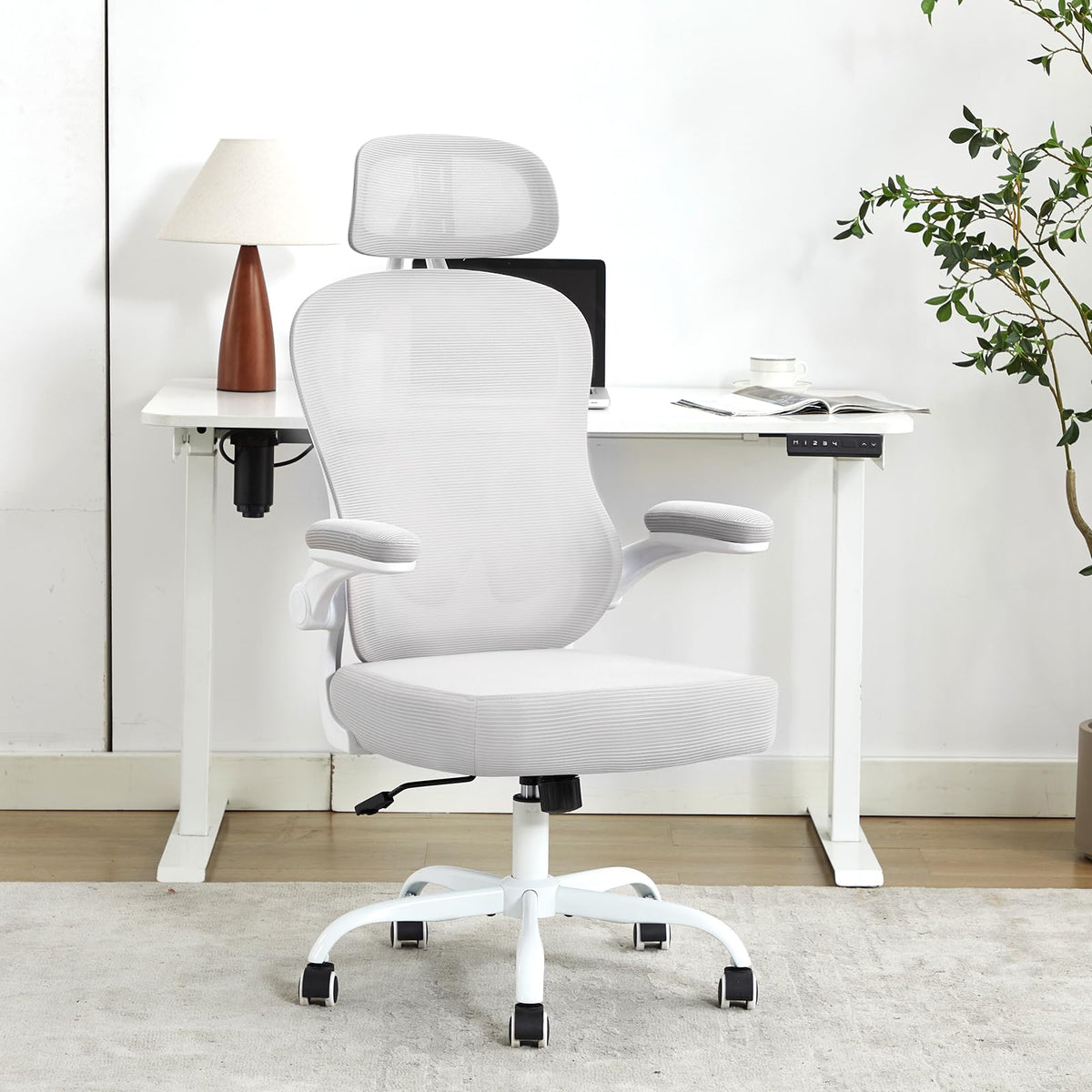 TUKAKA Ergonomic Office Chair,Ultra Thick Spring Cushion Desk Chair,Grey