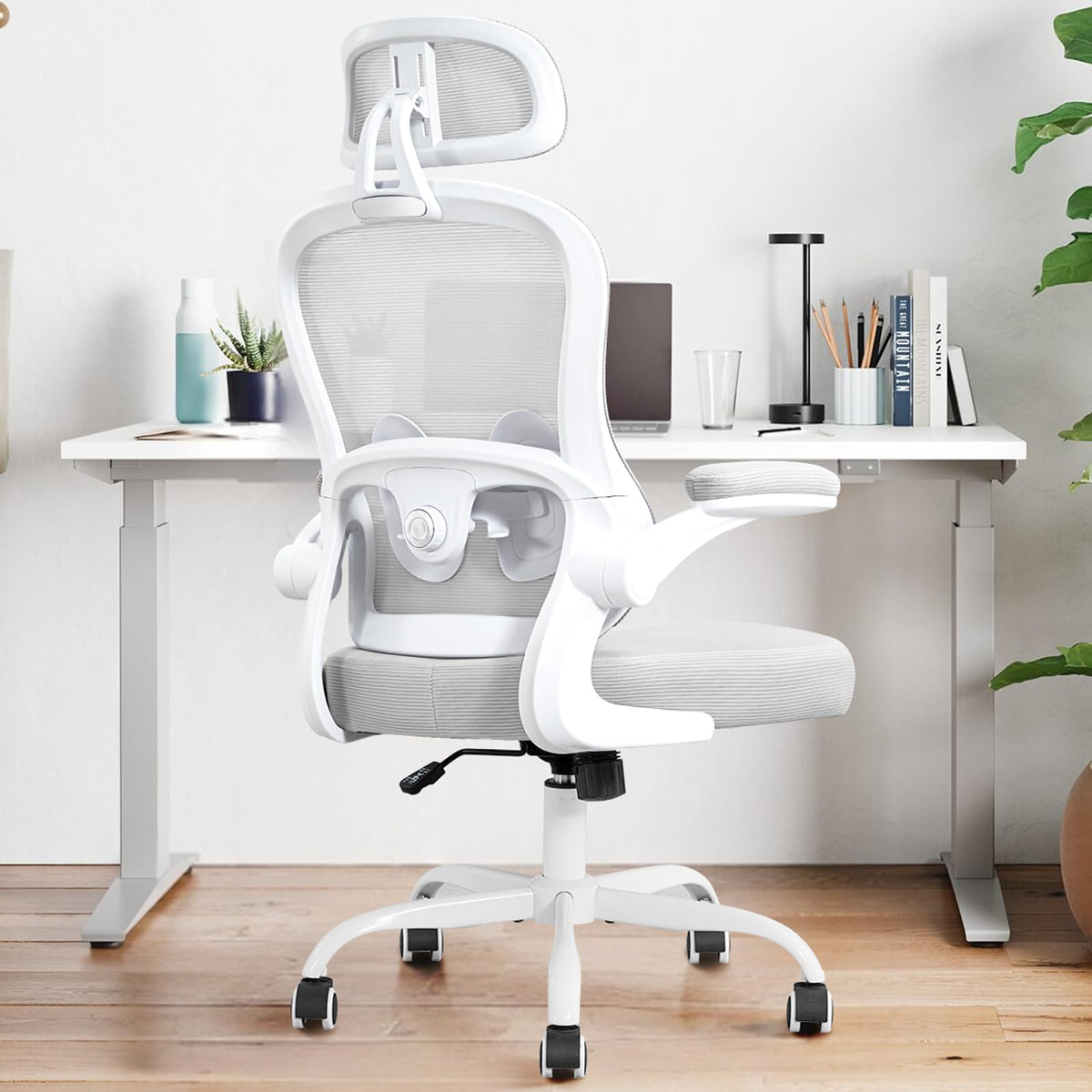 TUKAKA Ergonomic Office Chair,Ultra Thick Spring Cushion Desk Chair,Grey