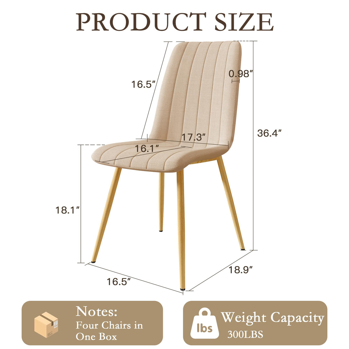 VERHOPE High Back Upholstered Dining Chairs Set of 4, Beige