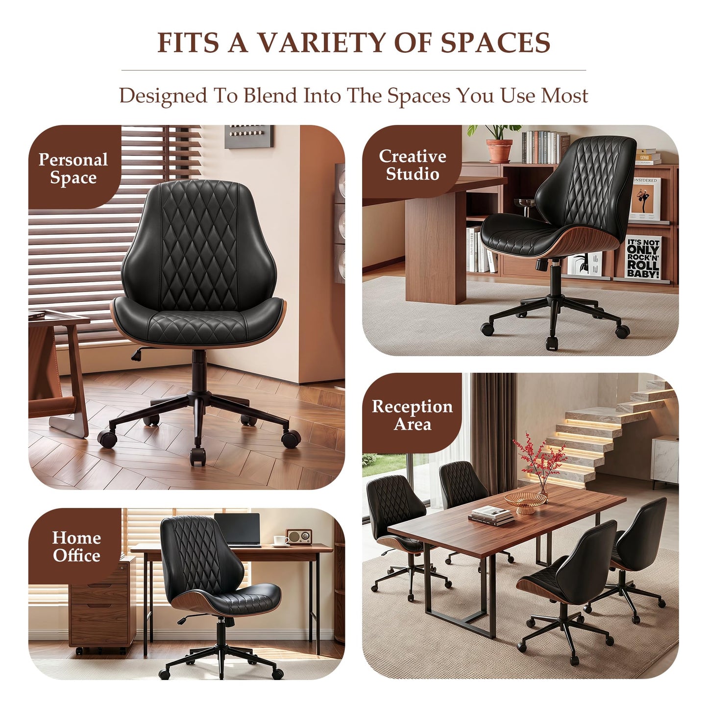 BestGlory Modern Faux Leather Office Chair, Armless Desk Chair, Home Office