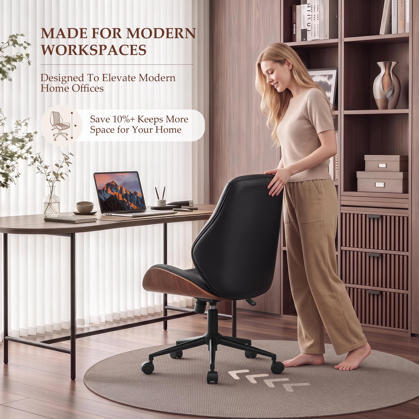 BestGlory Modern Faux Leather Office Chair, Armless Desk Chair, Home Office