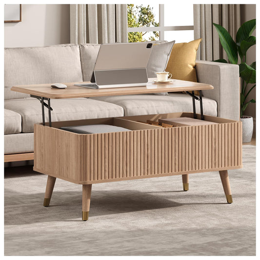 Vanvuson Lift Top Coffee Table with Storage for Living Room,38",Natural Oak