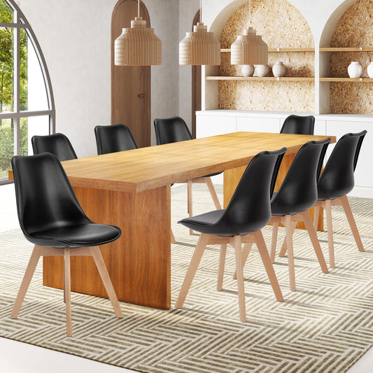 OLIXIS Dining Chairs Set of 8, Kitchen Chairs Wood Legs and PU Leather