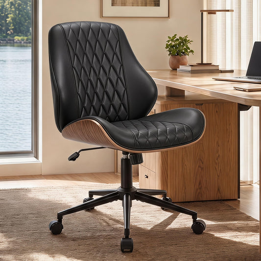 BestGlory Modern Faux Leather Office Chair, Armless Desk Chair, Home Office