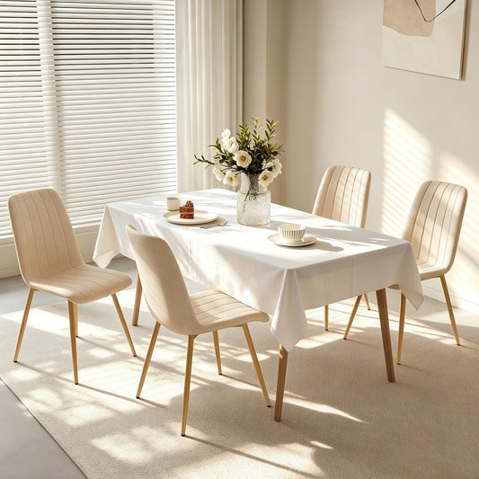 VERHOPE High Back Upholstered Dining Chairs Set of 4, Beige