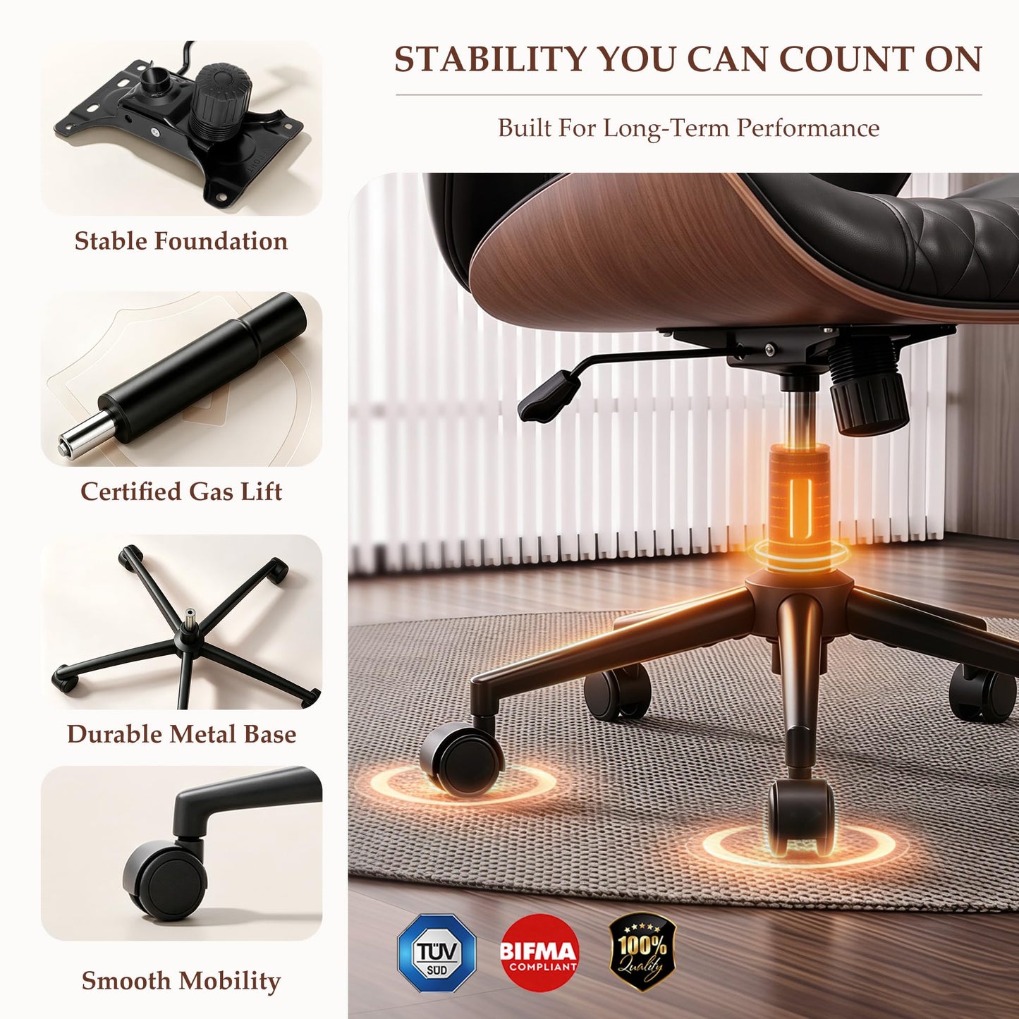 BestGlory Modern Faux Leather Office Chair, Armless Desk Chair, Home Office
