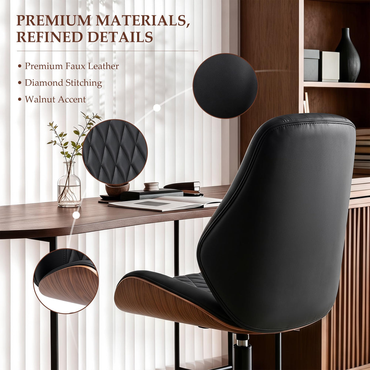 BestGlory Modern Faux Leather Office Chair, Armless Desk Chair, Home Office